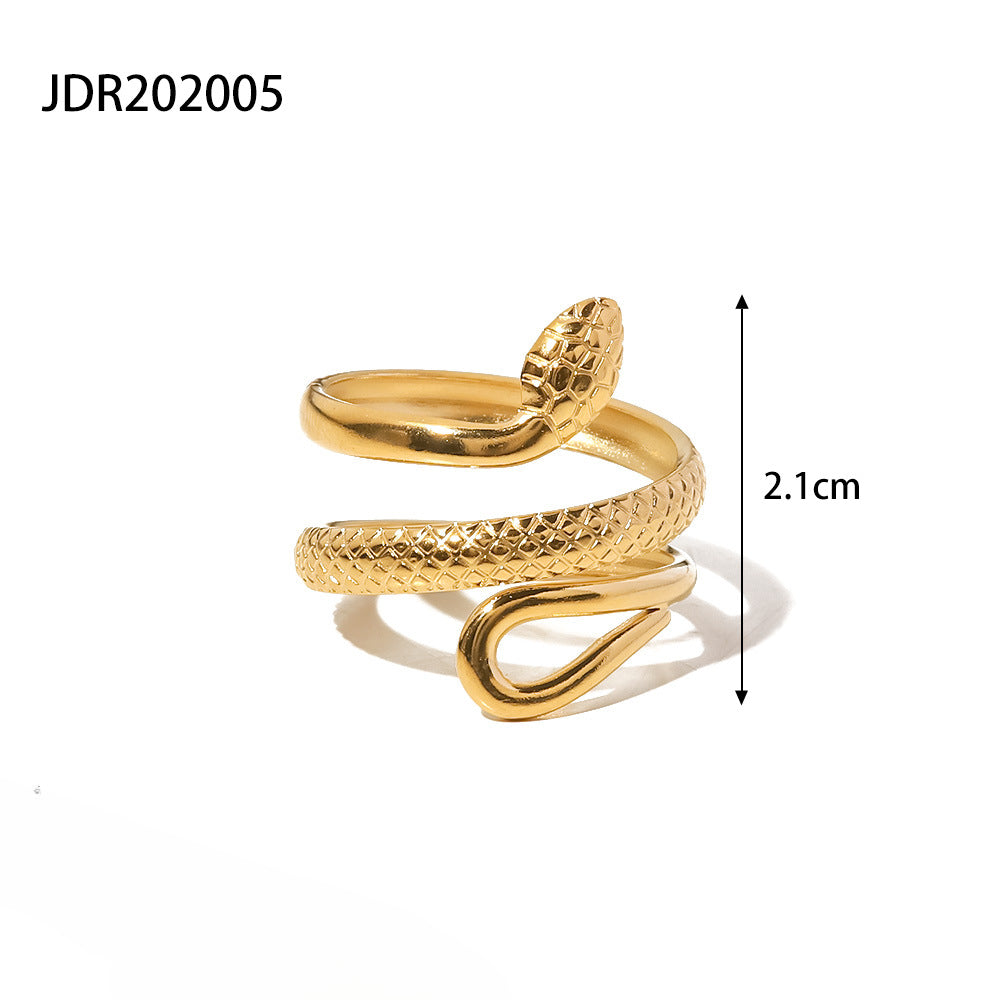 Wholesale Vintage 18K Gold Plated Stainless Steel Snake Rings ACC-RS-WanX007