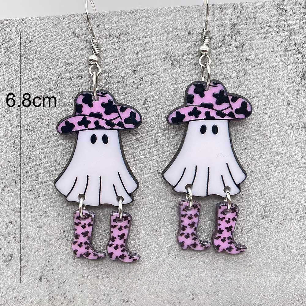 Wholesale Halloween Candy Basket Cowboy Ghost Face Acrylic Earrings ACC-ES-ChenY042