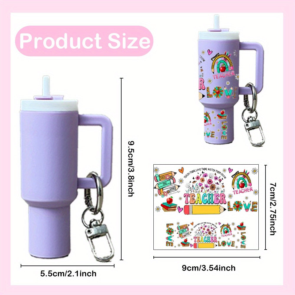 20pcs UV DTF Cup Wraps Rub on Transfer Stickers for Mini Tumbler Cup Keychains Accessories DIY Gift Cup Sticker Gift