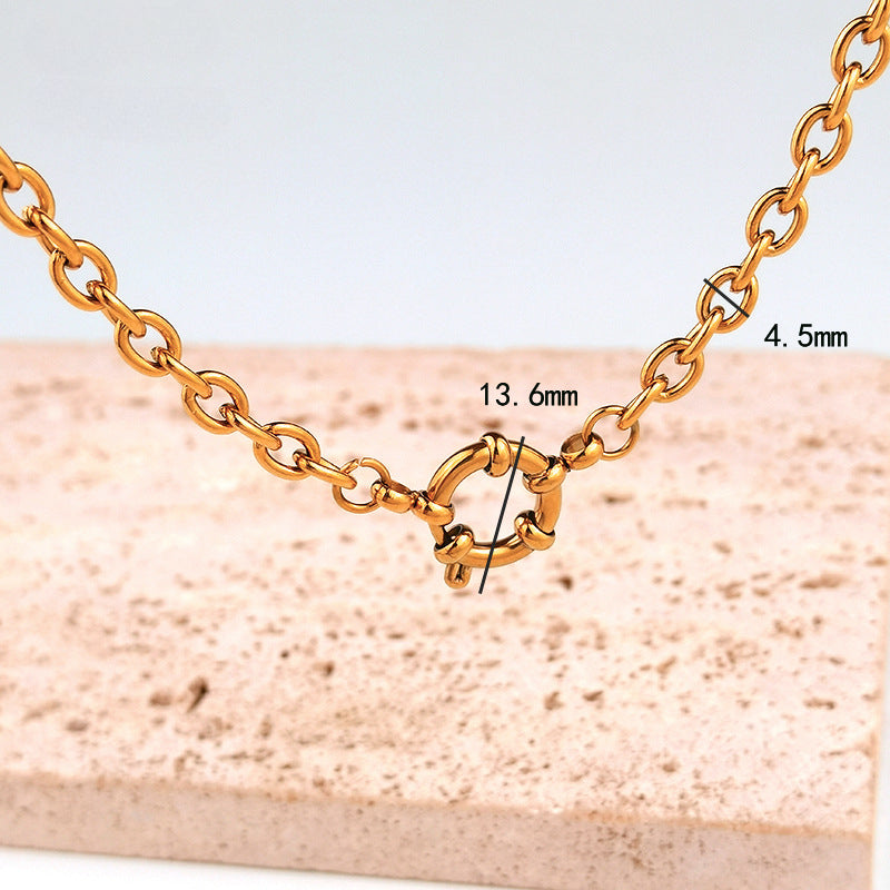 Wholesale Spring Clasp Stainless Steel Electroplated 18K Gold O Necklaces ACC-NE-GuDi012