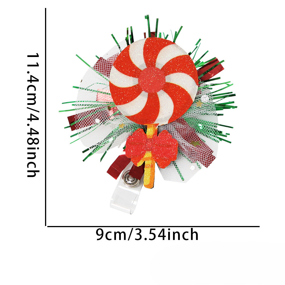 Wholesale Christmas Glitter Cartoon Snowman Elk Badge Reels Keychains ACC-KC-ZhouHao002