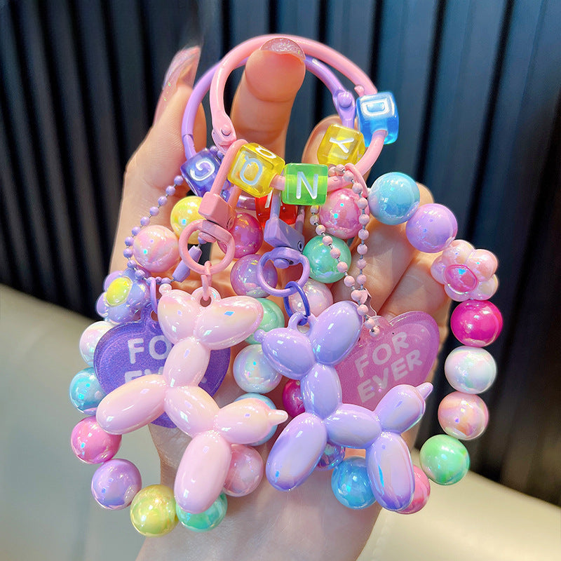 Wholesale Acrylic Beaded Balloon Dog Keychains ACC-KC-WoAn021