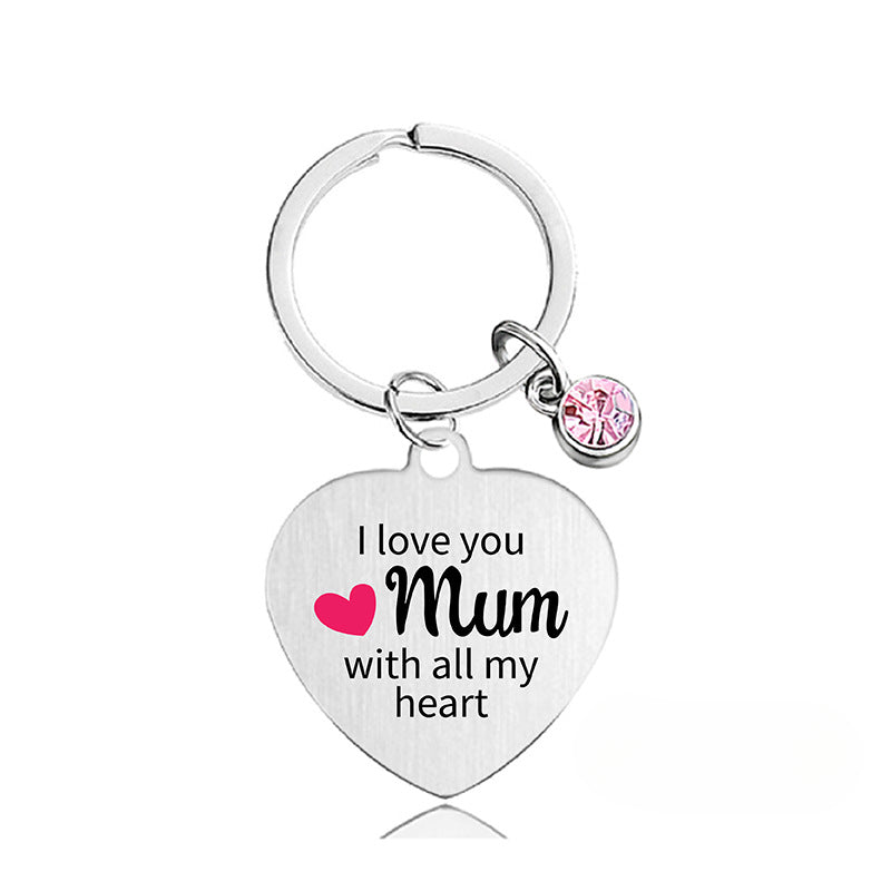 Wholesale Color Printed Pink Diamond Heart Shape Metal Keychain for Family and Friends Gifts Creative Keychain ACC-KC-Ganggu021