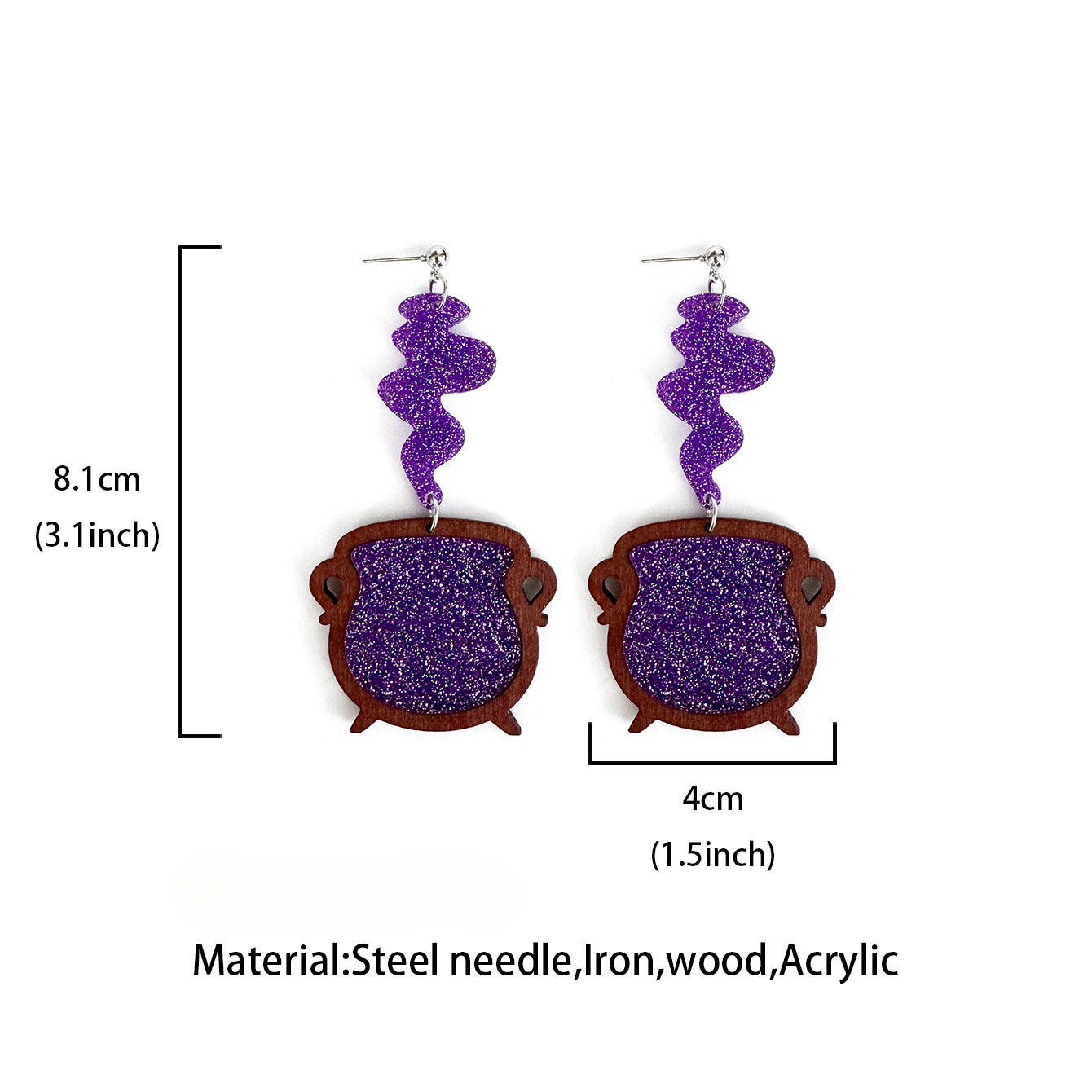 Wholesale Halloween Witches Cauldron Luminous Acrylic Earrings ACC-ES-XinChuan066