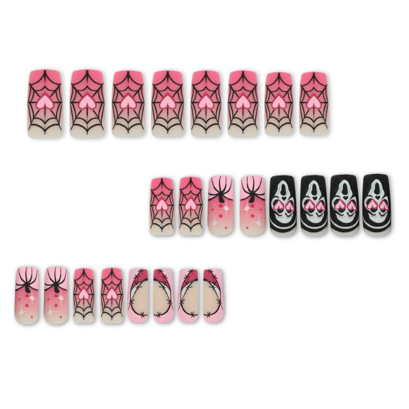 Wholesale 24 Pieces/box Halloween Pink Gradient Press-on Nails Kits Nail Stickers ACC-NS-LeFan125