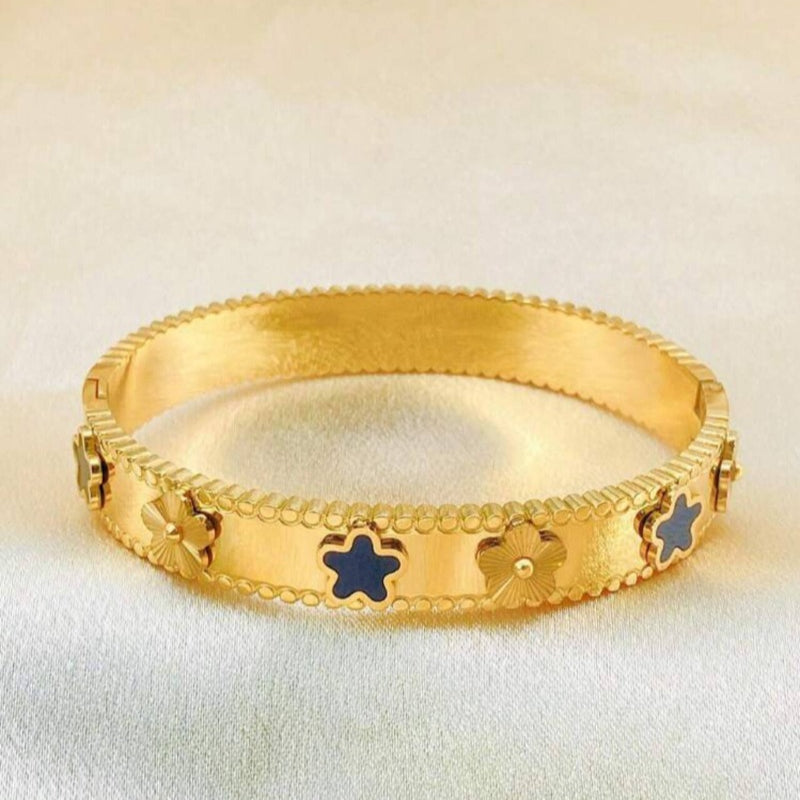 Wholesale Titanium Steel Inlaid Colorful Mother-of-Pearl 18K Gold Bracelet ACC-BT-Liyan002