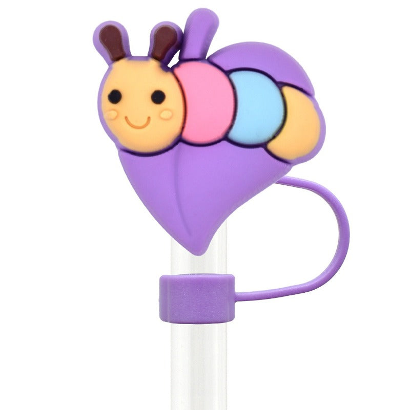 Wholesale Random 100pcs Cute Bee 10mm PVC Soft Straw Tube Cap ACC-SCR-RYY149