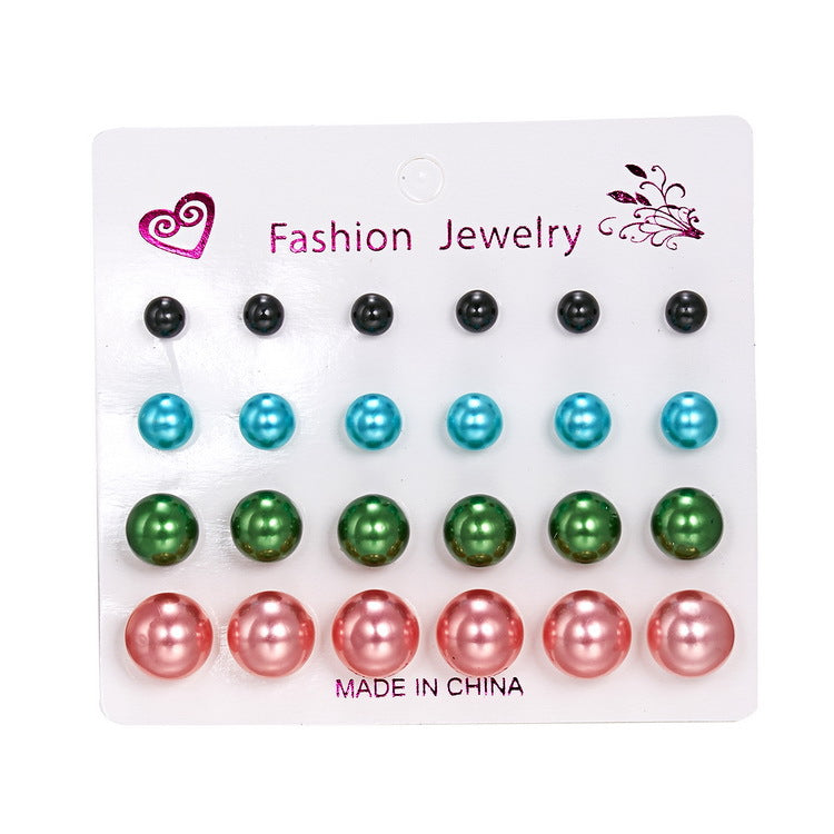 Wholesale pearl jewelry round mixed color resin earrings