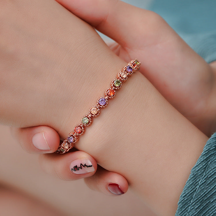 Wholesale  Butterfly Fashion  Flash Diamond Hand Ornaments Colorful Zircon Bracelet