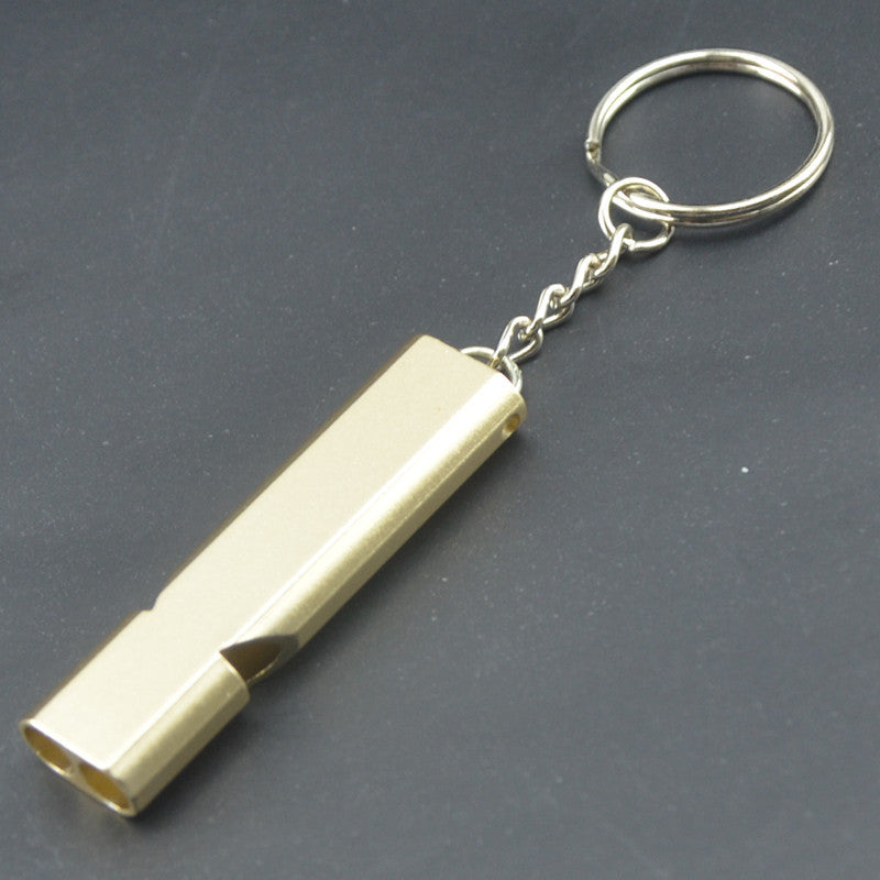 Wholesale Outdoor Double Tube Whistle Aluminum Alloy Metal Outdoor Equipment Tools Keychain ACC-KC-KaBiao004