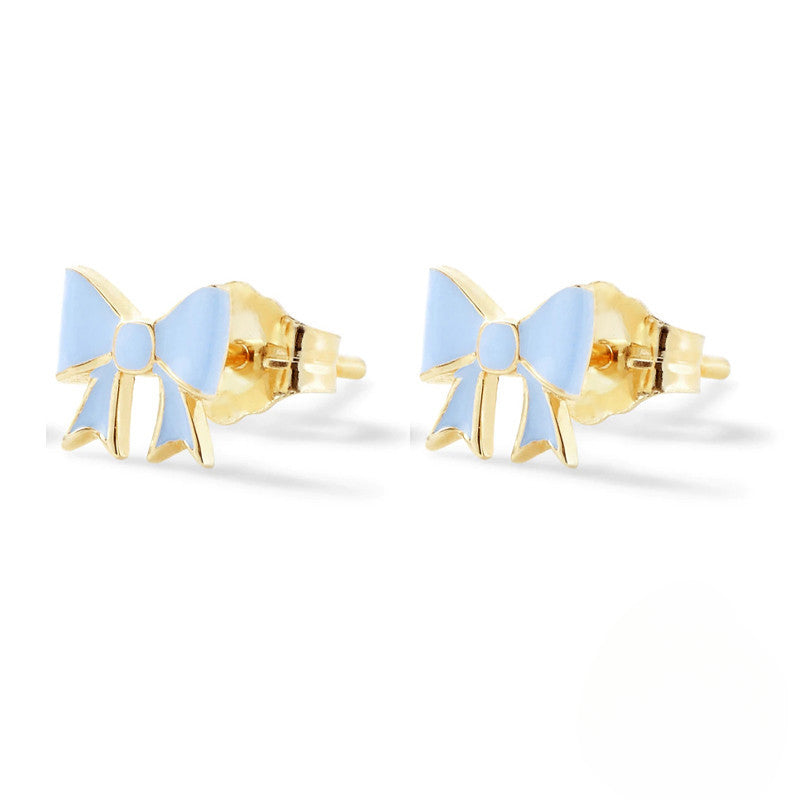 Wholesale S925 Sterling Silver Bow Color Stud Earrings Bow Earrings ACC-ES-KaNaier002