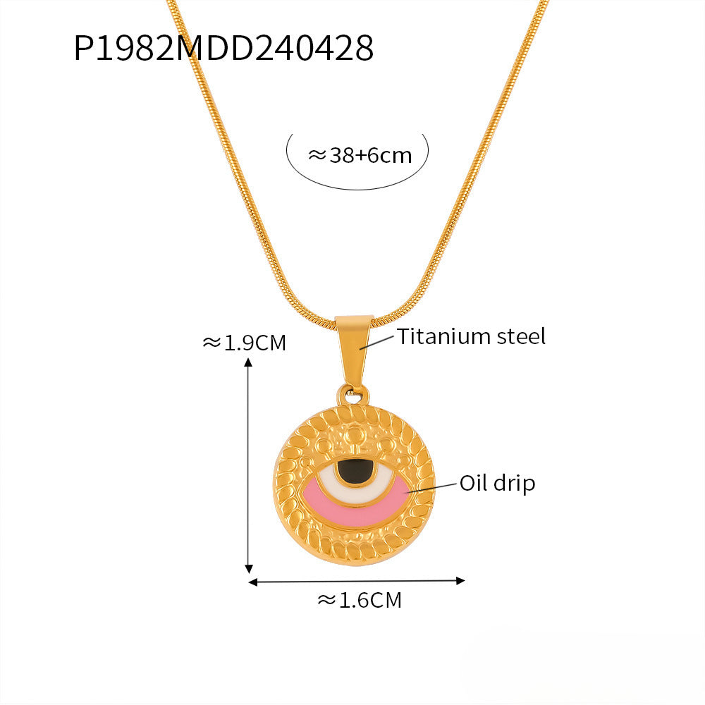 Wholesale Vintage Oil Drop Demon Eye Titanium Steel Necklaces Choker Necklaces ACC-NE-OMK005
