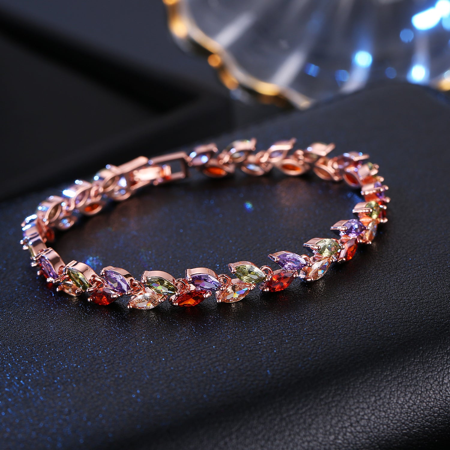 Wholesale  colorful rainbow colorful zircon rice bracelet
