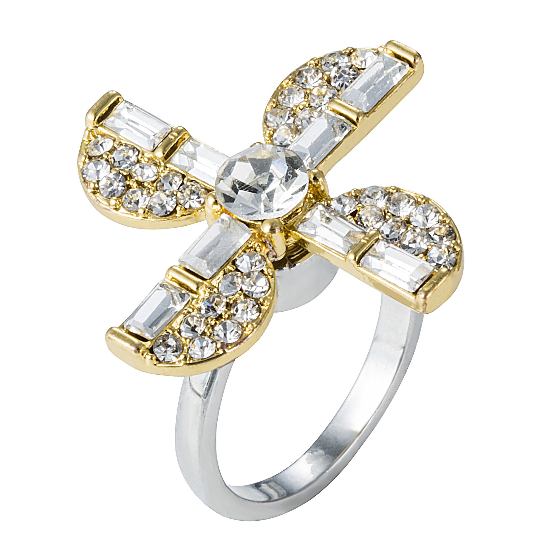 Wholesale  windmill rhinestone live ring adjustable size rotating ring