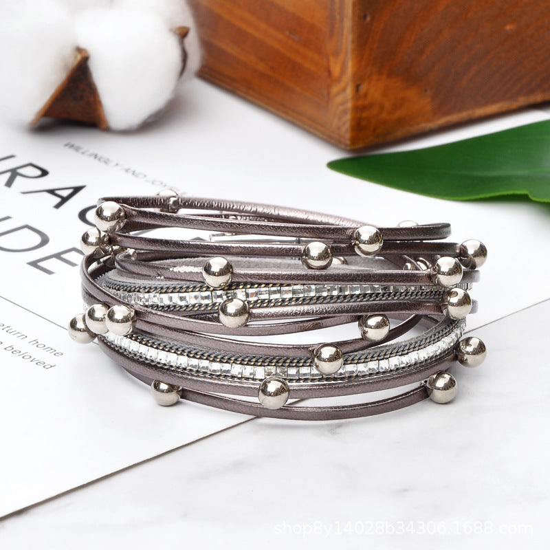 Wholesale Pearl Pu Leather Bracelet for Women with Pearl Bracelet ACC-BT-Hongx010