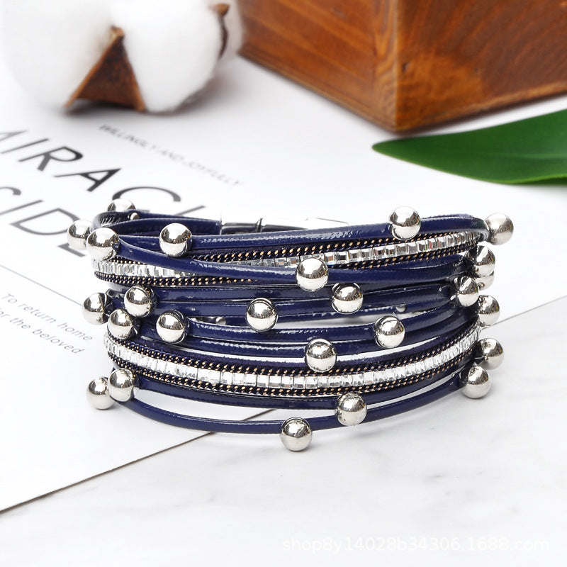 Wholesale Pearl Pu Leather Bracelet for Women with Pearl Bracelet ACC-BT-Hongx010