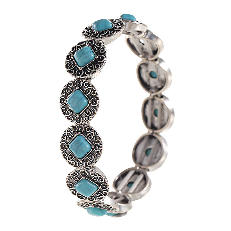 Wholesale Retro Turquoise Bohemian Elastic Bracelet for Everyday Wear Fashion Accessory Gift Boutique Resale