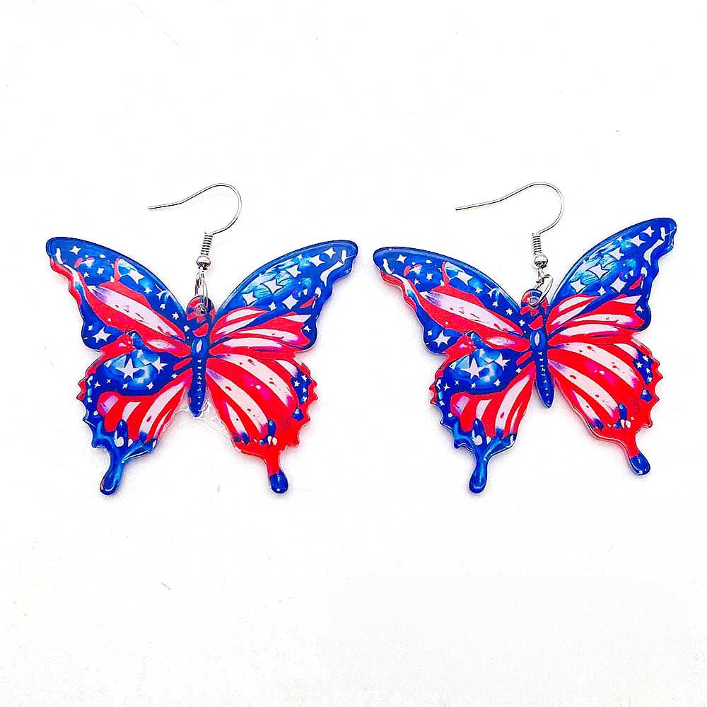 Wholesale Colorful 3D Butterfly Independence Day Acrylic Earrings ACC-ES-PengDao001