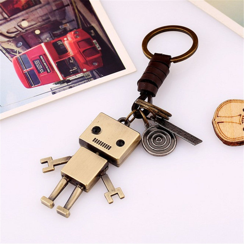 Wholesale Casual Cartoon Cute Robot Cowhide Keychain