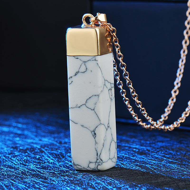 Wholesale Vintage Textured Stone Sweater Chain Necklace ACC-NE-MiYi002