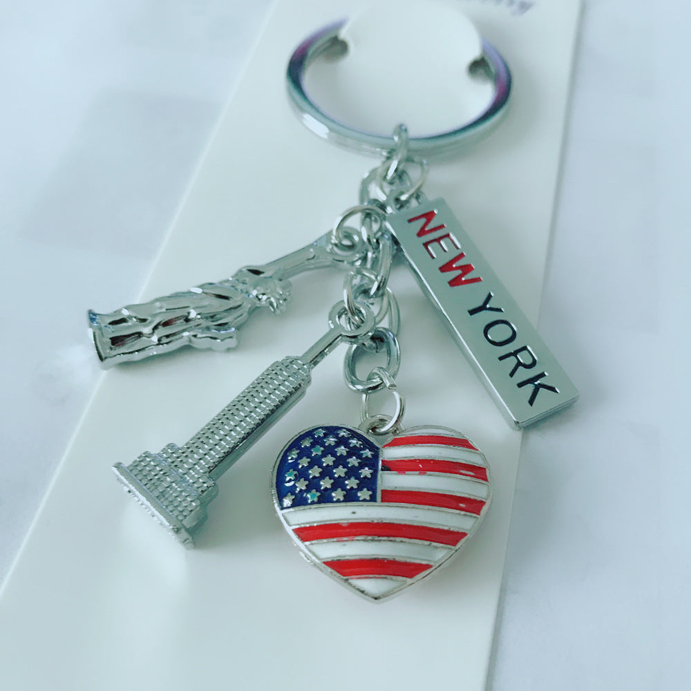 Wholesale Double-sided three-dimensional American souvenir Independence Day keychain
