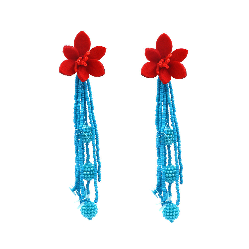 Wholesale Floral Long Tassel Resin Earrings ACC-ES-ZongMei001