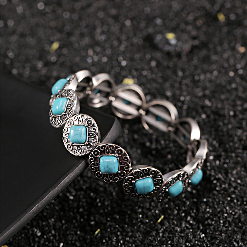 Wholesale Retro Turquoise Bohemian Elastic Bracelet for Everyday Wear Fashion Accessory Gift Boutique Resale