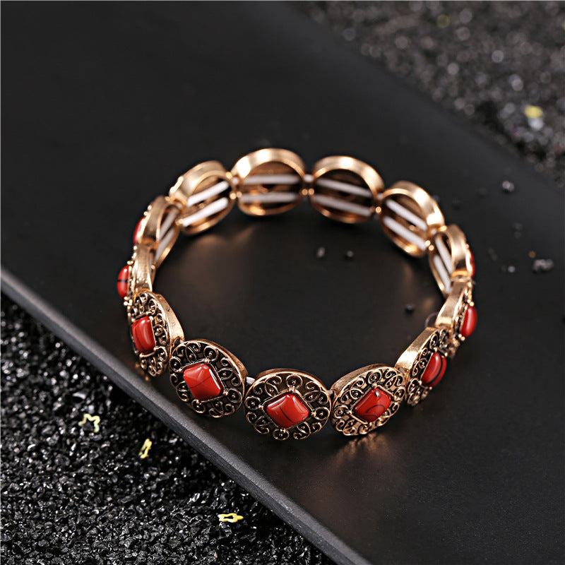 Wholesale Retro Turquoise Bohemian Elastic Bracelet for Everyday Wear Fashion Accessory Gift Boutique Resale