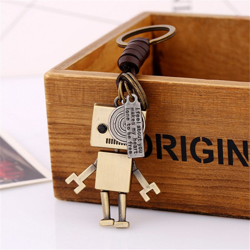 Wholesale Casual Cartoon Cute Robot Cowhide Keychain