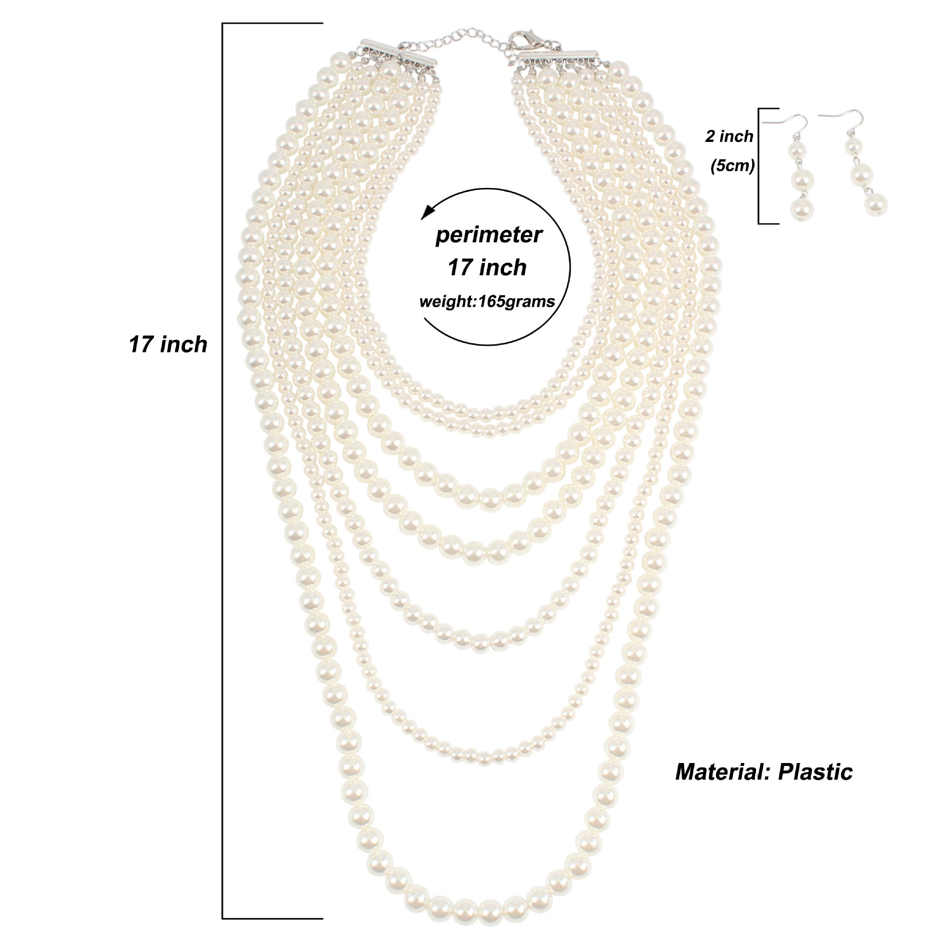 Wholesale multi-layer bright plastic pearl women's necklace