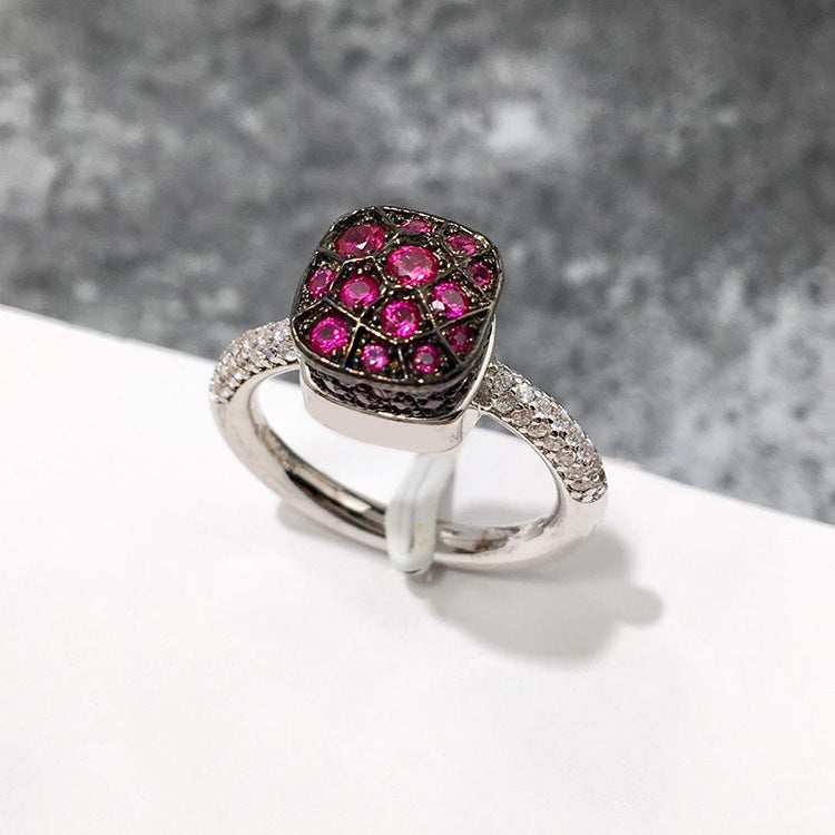 Wholesale Micro-Inlaid Zircon Single Rings Honeycomb Candy Color Diamond Emerald Ring ACC-RS-LiBo001