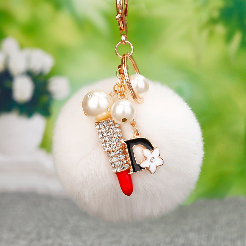 Wholesale Diamond Heart Wool Ball Car Keychain ACC-KC-RuiYuan005