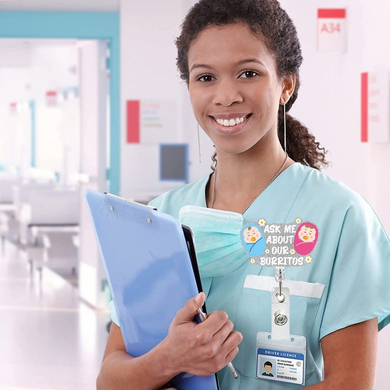 Wholesale Acrylic Glitter Footprint Clothes Baby Retractable Rotating Badge Keychain ACC-KC-QiDing014