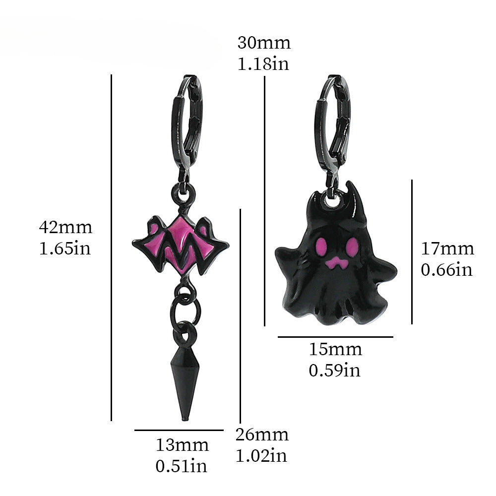 Wholesale Black Ghost Asymmetrical Earrings Rings ACC-ES-YBY001