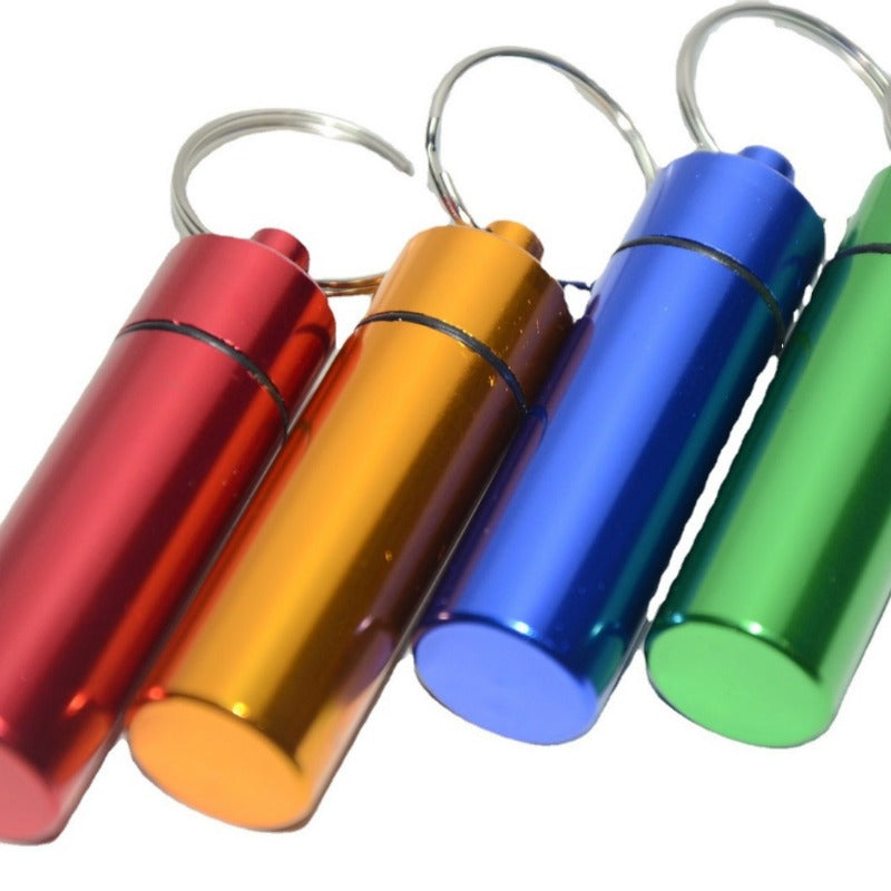 Wholesale Aluminum Alloy Flat Bottom Medicine Bottle Outdoor Convenient Keychain ACC-KC-KaBiao022