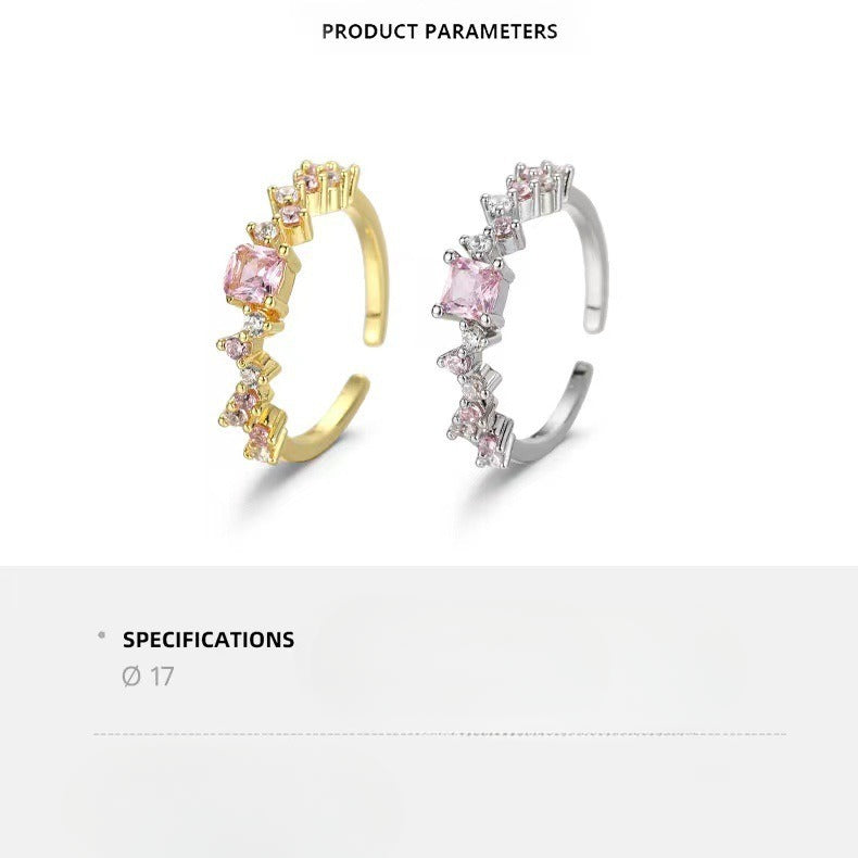 Wholesale Light Luxury Zircon Inter-color Pink Open Rings ACC-RS-YXY041