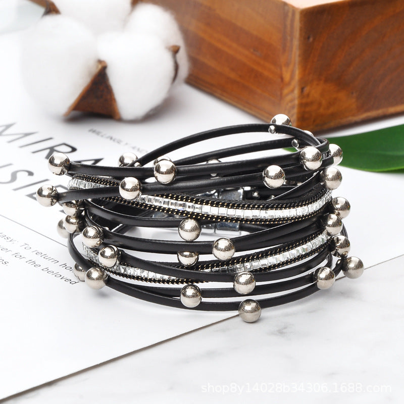 Wholesale Pearl Pu Leather Bracelet for Women with Pearl Bracelet ACC-BT-Hongx010