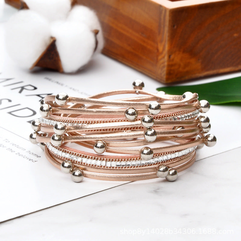 Wholesale Pearl Pu Leather Bracelet for Women with Pearl Bracelet ACC-BT-Hongx010
