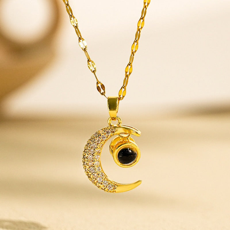 Wholesale Moon Projection Titanium Steel Necklace ACC-NE-KuCai007