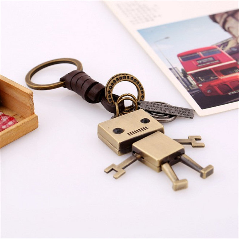 Wholesale Casual Cartoon Cute Robot Cowhide Keychain