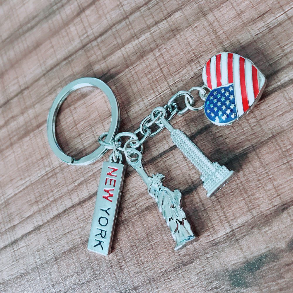 Wholesale Double-sided three-dimensional American souvenir Independence Day keychain