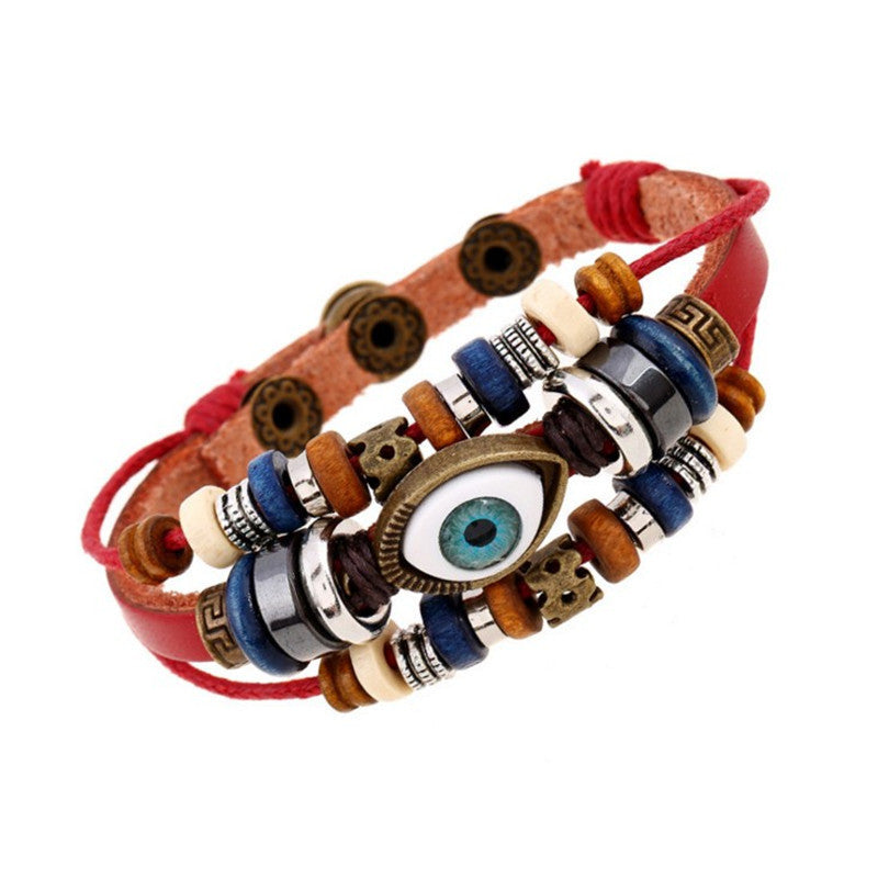 Wholesale Beaded Eyes Cowhide Bracelet Adjustable Bracelet Miyuki ACC-BT-Saih007