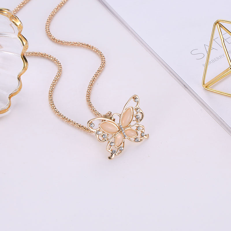 Wholesale Opal Hollow Butterfly Necklace Sweater Chain ACC-NE-QW005