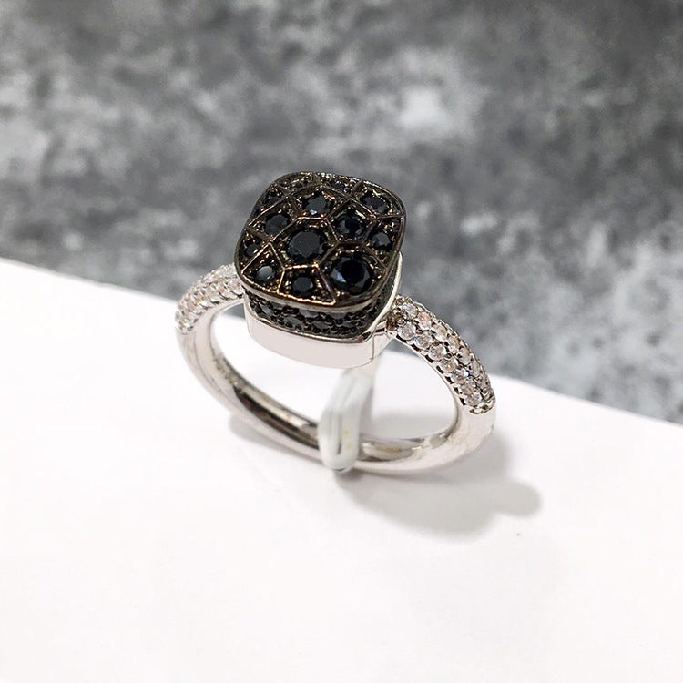 Wholesale Micro-Inlaid Zircon Single Rings Honeycomb Candy Color Diamond Emerald Ring ACC-RS-LiBo001