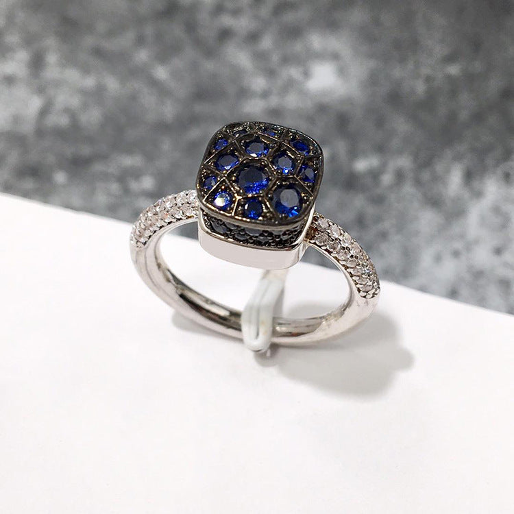 Wholesale Micro-Inlaid Zircon Single Rings Honeycomb Candy Color Diamond Emerald Ring ACC-RS-LiBo001