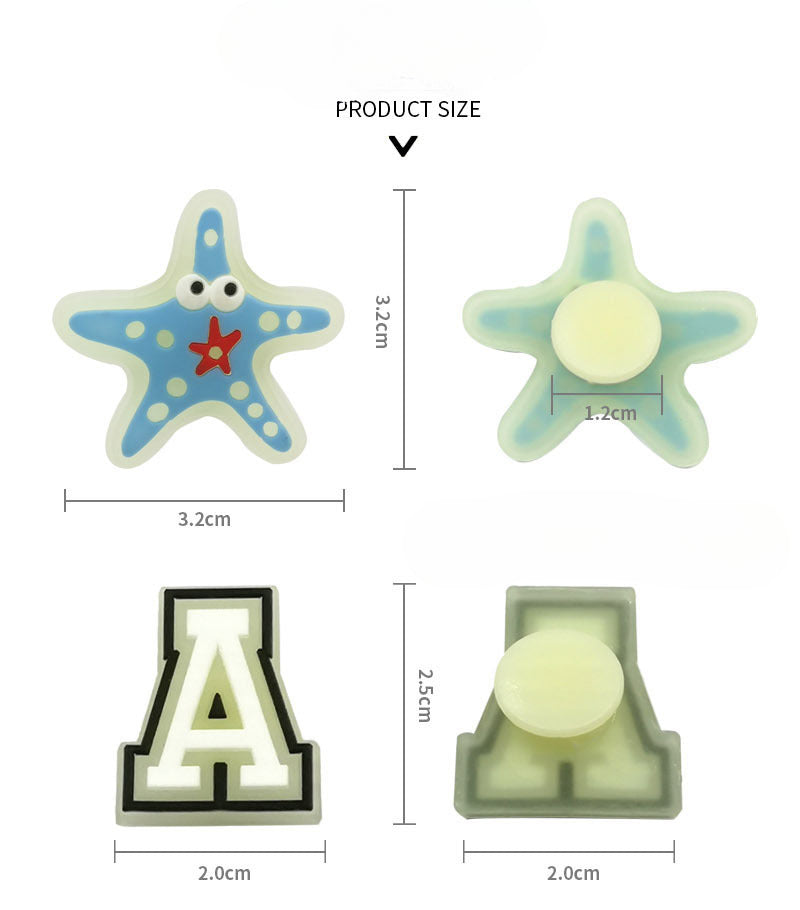 Wholesale 10pcs Luminous Cartoon PVC Soft Rubber Shoe Buckle Decoration ACC-SC-YiBang007