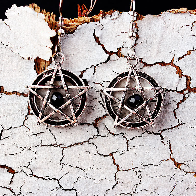 Wholesale Goth Punk Pentagram Bull Skull Earrings