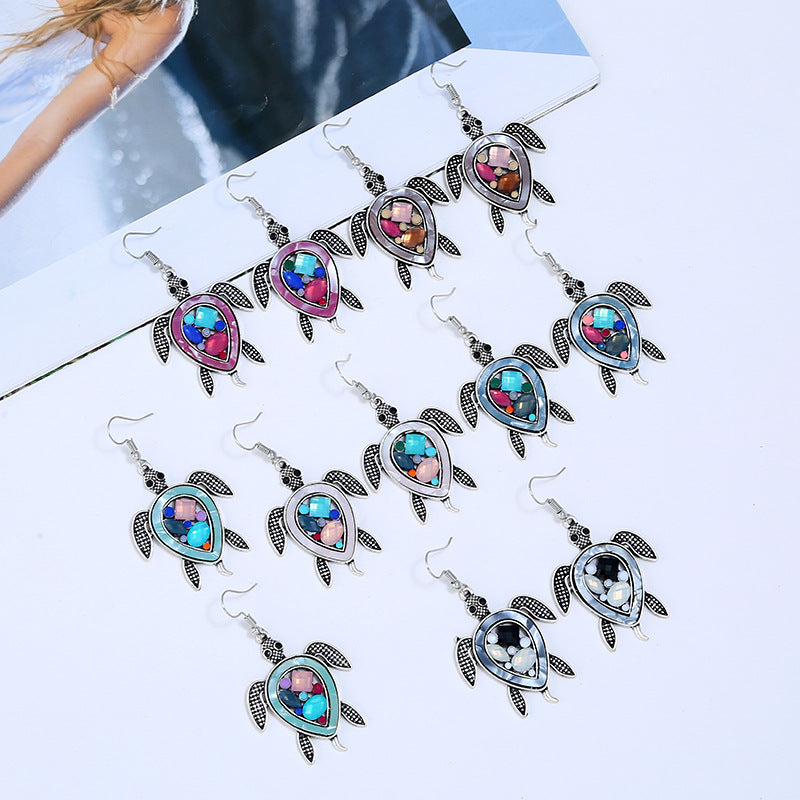 Wholesale Bohemian Sea Turtle Hawksbill Earrings Ocean Series Alloy Earrings ACC-ES-ZhuoQuan001