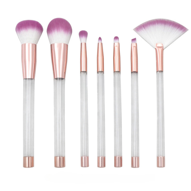 Wholesale 7 Pieces/set of Transparent Crystal Empty Tube Makeup Brush Set DIY Makeup Brushes ACC-MB-LXY003