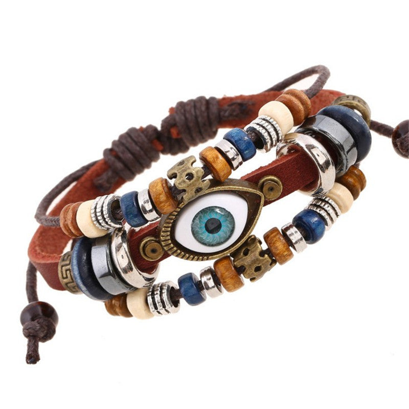 Wholesale Beaded Eyes Cowhide Bracelet Adjustable Bracelet Miyuki ACC-BT-Saih007